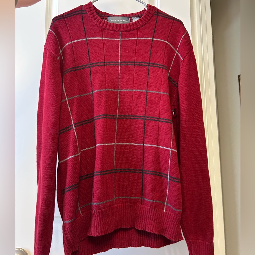 Women's Red Plaid Sweater